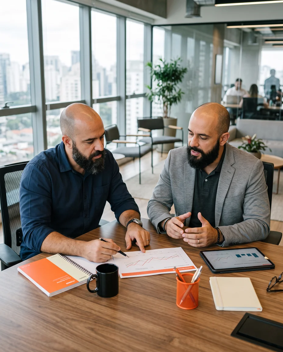 Referência de uma sessão de acompanhamento empresarial